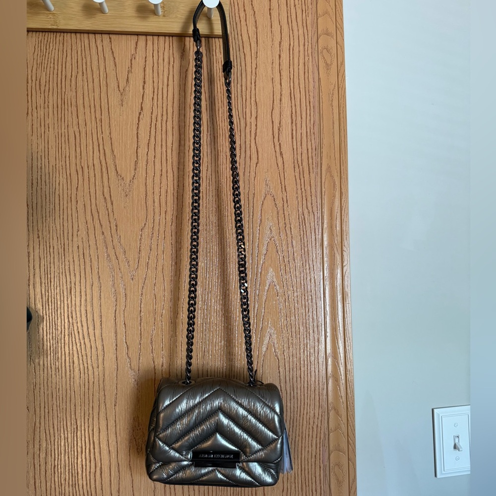 Armani Exchange Silver Crossbody Bag with Quilted Design